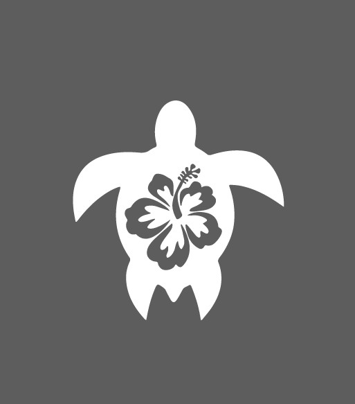 Sea Turtle Hibiscus Turtle Flower Car Truck Bumper Laptop Vinyl Sticker Decal