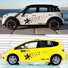 2x Car Side Door Fender Skirt Star Stripes Racing Vinyl Decal Stickers Graphic