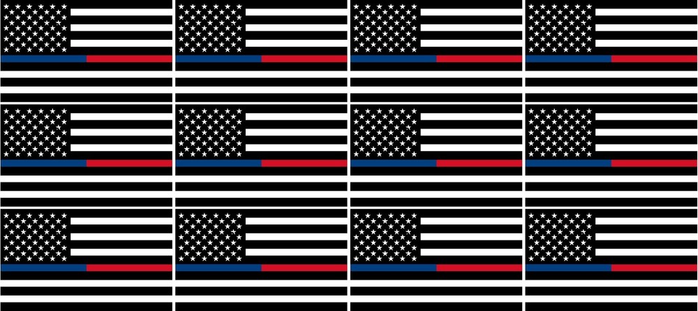 12 – 2″ Thin BLUE RED American BLACK WHITE Flag Police Firefighter Sticker R