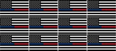 12 – 2″ Thin BLUE RED American BLACK WHITE Flag Police Firefighter Sticker R