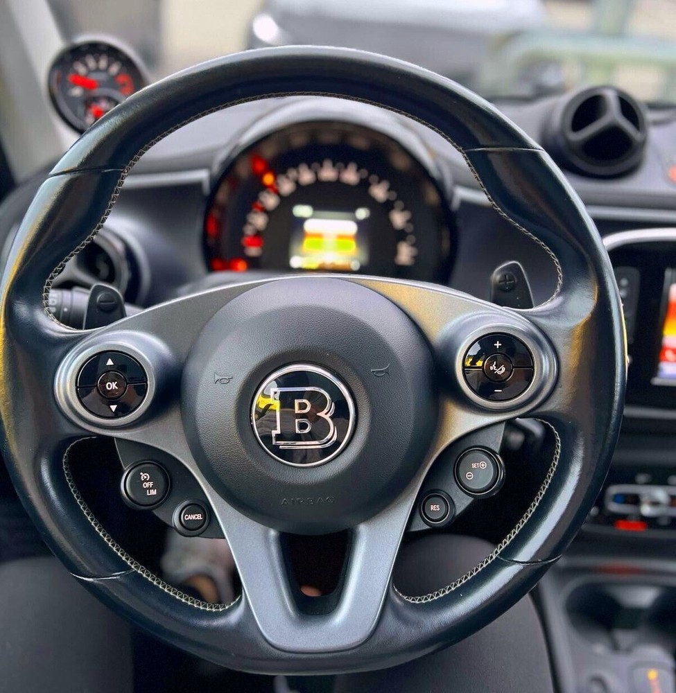 Smart 453 Fortwo Forfour Steering Wheel Emblem Badge Logo Sticker Black Chrome