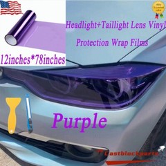 12″x78″ For Headlight Taillamp Transparent Purple Len Vinyl Protection Wrap Film
