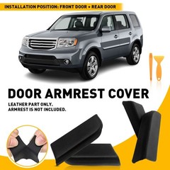 4/8X Black Front Rear Leather Door Panels Cover Armrest For Honda Pilot 2009-201