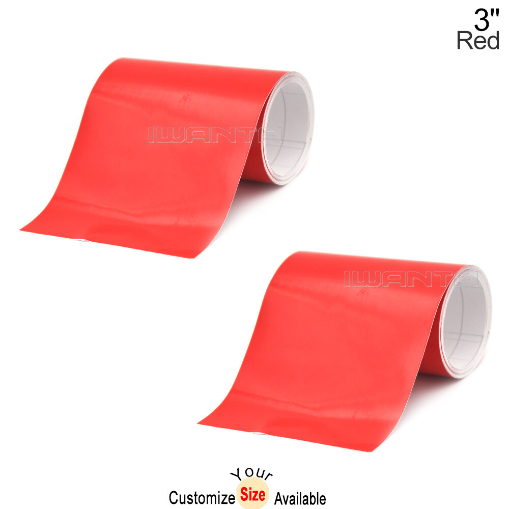 2x 3″ x 78″ DIY Red Racing Stripes Line Car Hood Vinyl Tape Sticker Body Decals