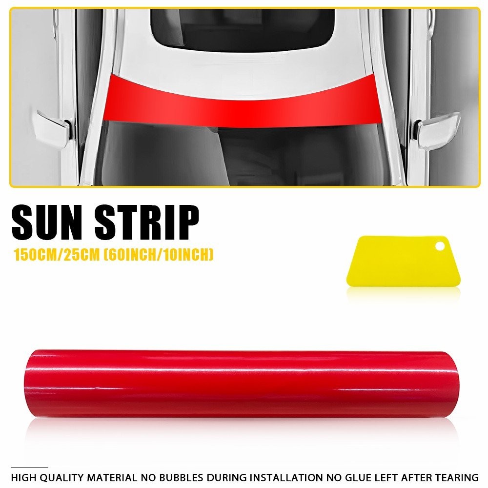 Universal Windshield Banner Vinyl Decal Sun Strip 60″x10″ Gloss Red V
