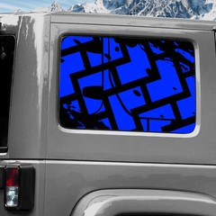 Rear Window Wrap Graphic Decal for Jeep Wrangler 2011-2020 TRACKS BLUE