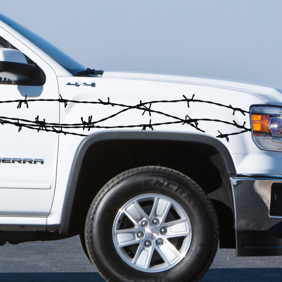 2- 197″ x 20″ Barbed Wire Side Graphic Vinyl Decal Sticker Car Truck Van Vehicle