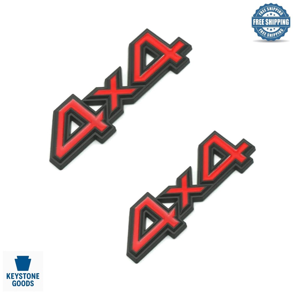 2Pcs 4X4 3D Metal Badge Emblems – Universal SUV Truck Tailgate Stickers