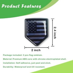 2 Pack All Black American Flag Car Decals – Universal Fit, Waterproof & UV-Re…