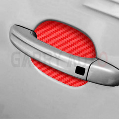 Red Carbon Fiber Car Door Handle Protector Film Anti Scratch Sticker 4PCs Set