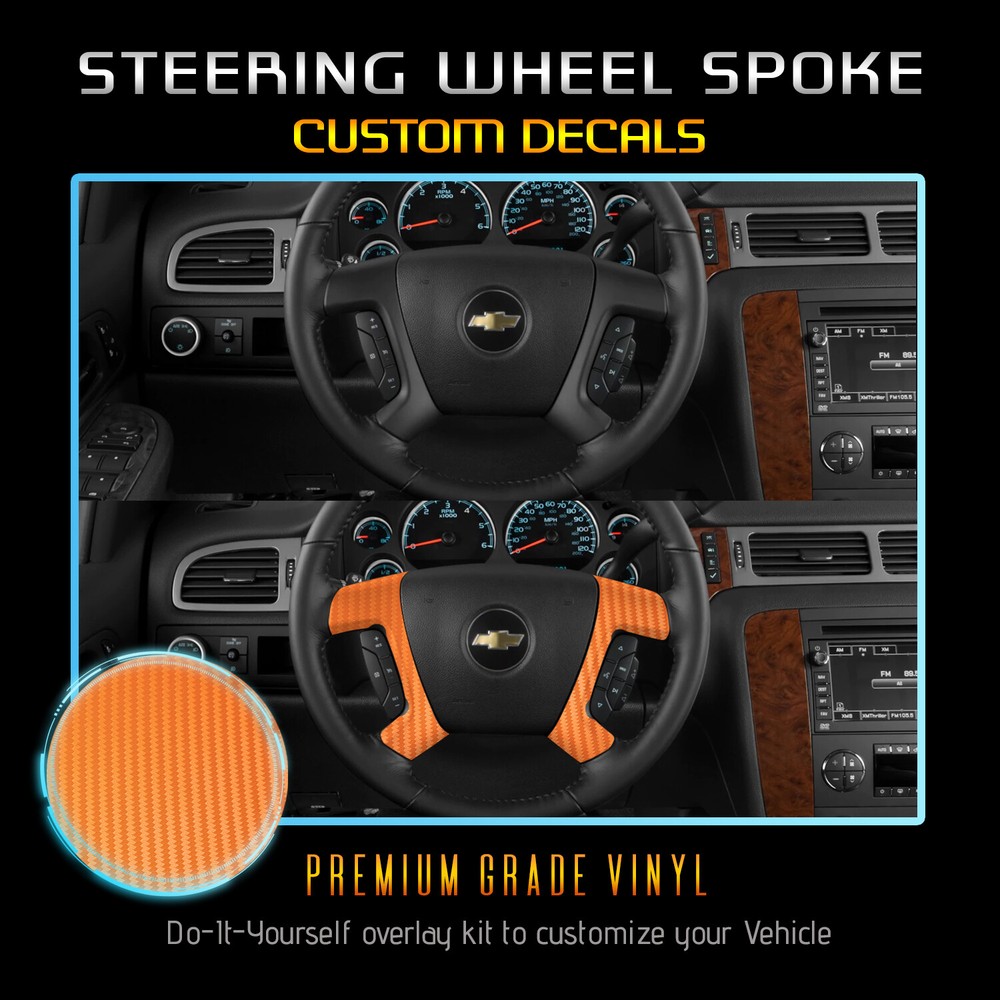Steering Wheel Decal Cover Fit 2007-2013 Chevy Suburban – Matte Carbon Fiber