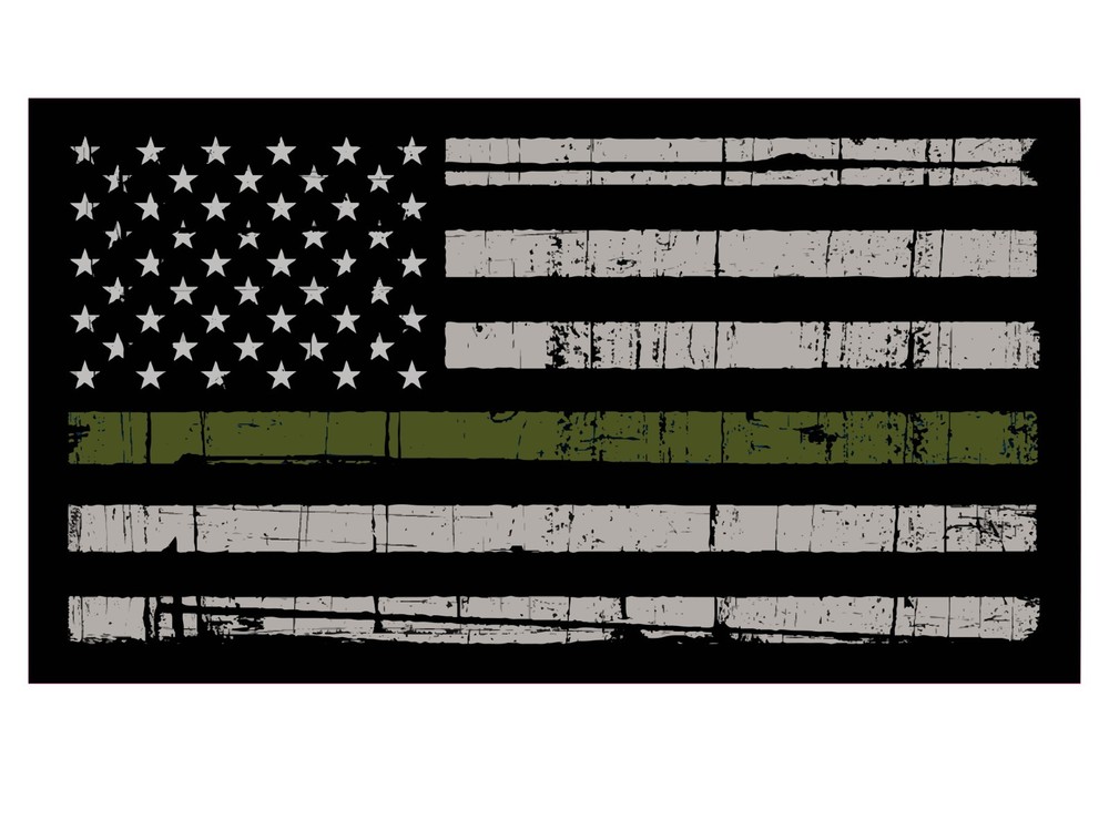 5.5″ Thin Green Line American Flag Vinyl Decal | Car Window | Support Military