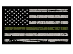5.5″ Thin Green Line American Flag Vinyl Decal | Car Window | Support Military