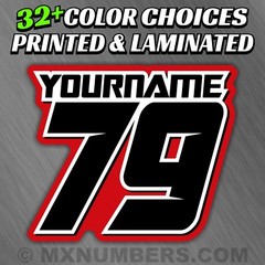 3 Motorcycle Number Name Plate Race Color Decals Sticker MX ATV SX BMX Bike Kart