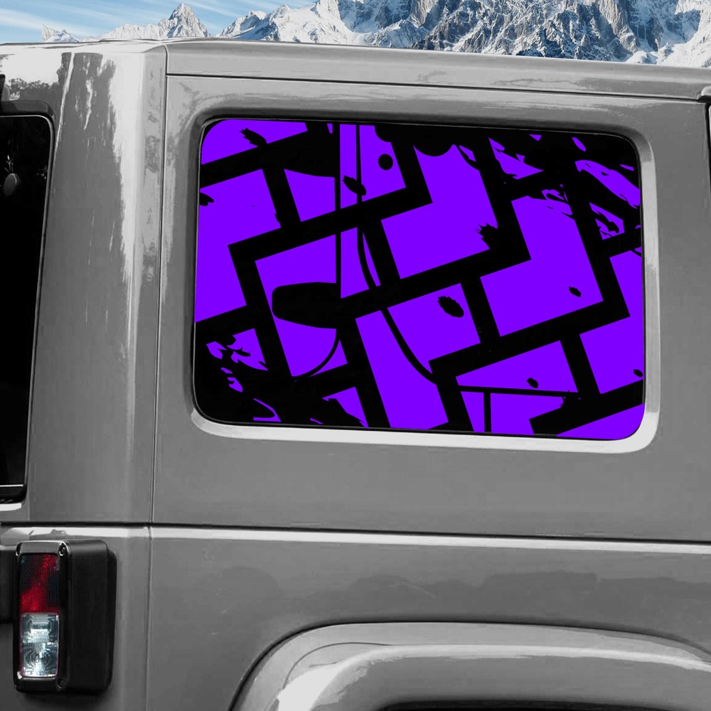 Rear Window Wrap Graphic Decal for Jeep Wrangler 2011-2020 TRACKS PURPLE