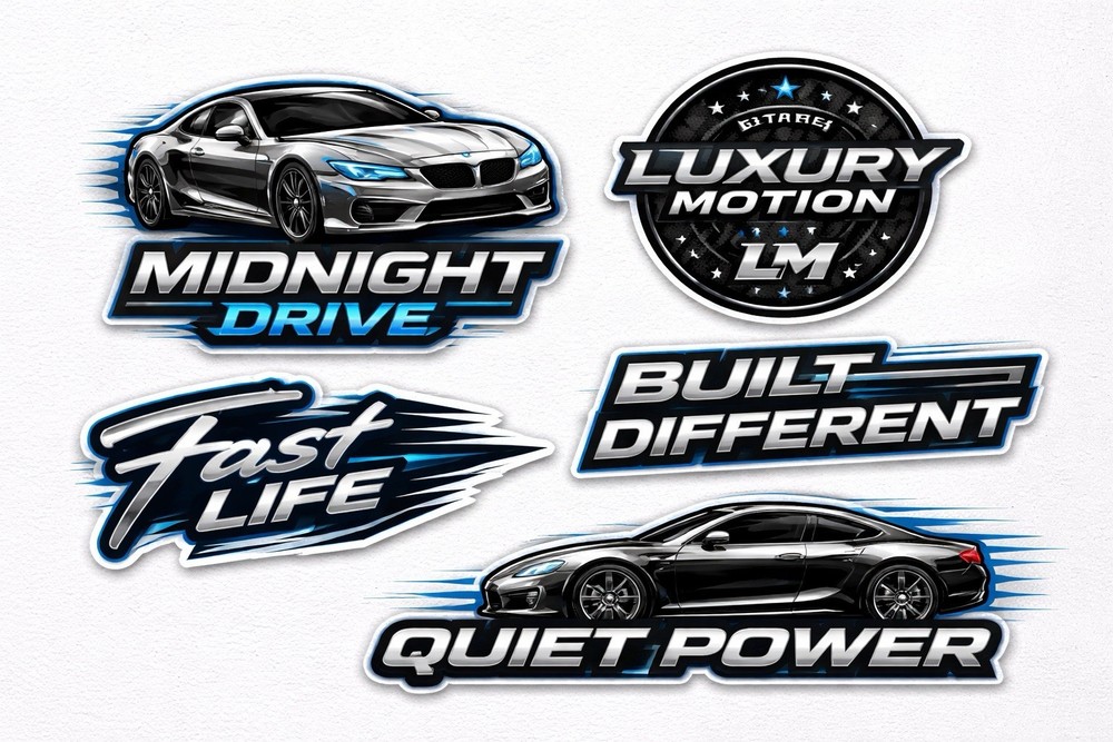 Black And Blue Midnight Drive Car Stickers