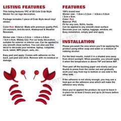 Red 3D Cute Crab Style Sticker for Car Logo Decoration Exterior Waterproof 1PC