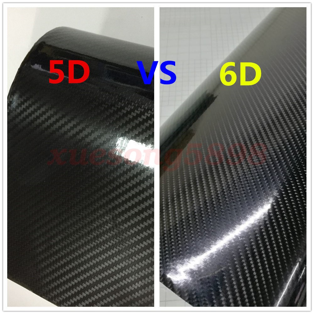 6D Shiny Gloss Glossy Black Carbon Fiber Film Wrap Vinyl Decal Car Auto Sticker