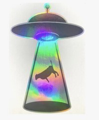 Funny Alien SciFi UFO Space Abduction Believe bigfoot cow conspiracy decal fun