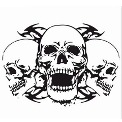 Car Sticker Vinyl Black Triple Skull Decal Waterproof For Hood Body Door Decor
