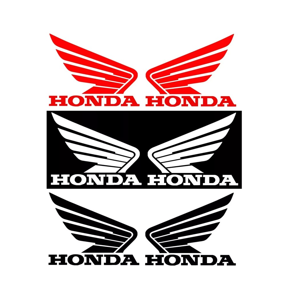 2 HONDA WING LOGO RED DECALS MOTORCYCLE RACING CAR STICKER RIGHT & LEFT SET TWO