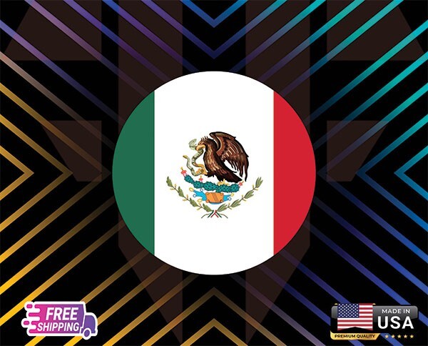 MEXICO CIRCULAR FLAG MAP DECAL STICKER LAPTOP CAR LAMINATED FREE GIFT