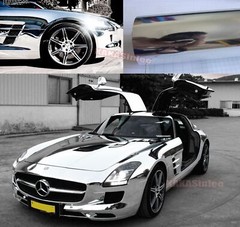 Stretch Silver Mirror Chrome Wrap Metal Car Vinyl Reflective Sticker Air Free US