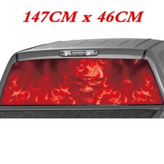 Sticker Skull Cool Decals Decoration For Car Pickup Rear Window Red Flood Flame