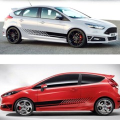 Pair Black Sports Racing Stripe Graphic Stickers Car Body Side Door Vinyl Decals