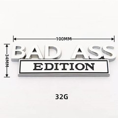 2 Pack Funny BAD ASS Shaped Metal Badge Custom Auto Bumper Accessory Stickers