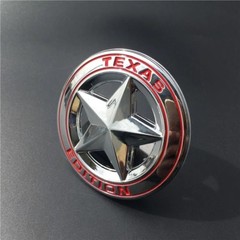 METAL Texas Edition Sticker Emblem Decal Lone Star Badge For Truck (Silver/Red)