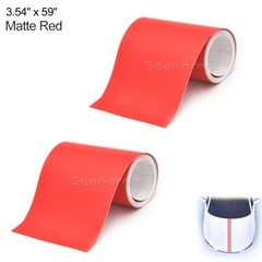 2x 3.54″ x 59″ Matte Red Car Hood DIY Vinyl Tape Racing Stripes Sticker Decals