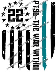PTSD The War Within,Veteran 22,Suicide Awareness,Support Our Troops,Vinyl Decal