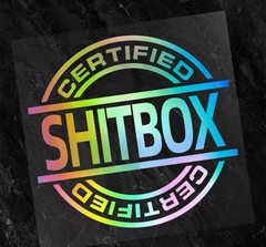 CERTIFIED SHITBOX Multicolor Holographic Rainbow Metallic 3” Vinyl Decal Sticker