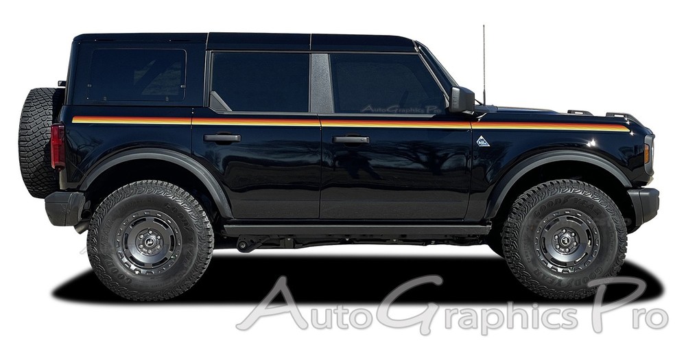 2021-2026 Ford Bronco Stripes Side Decals DIGITAL RED YELLOW Door Vinyl Graphic