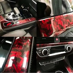 High Glossy Forged Carbon Fiber Vinyl Wrap Film Black Red Car Body Decal Sticker