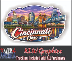 Cincinnati Ohio Skyline Vinyl Decal – Downtown Cityscape Bridge Sticker