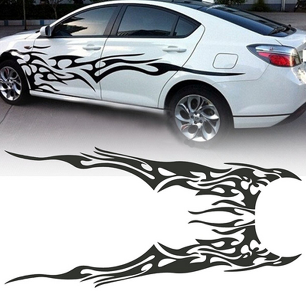 Car Body Side Flame Graphics Stripes Sticker Vinyl Decal DIY Decoration 1 Pair