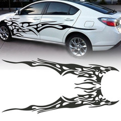 Car Decal Flame Vinyl Graphics Side Body Door Stickers Decals Black DIY 2pcs