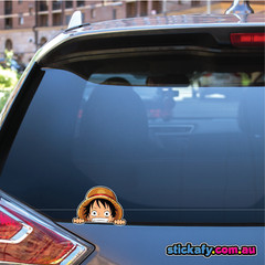 Luffy Peeking Sticker Funny Laptop Car Window Bumper 4×4 ute JDM Decal One Piece