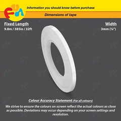 WHITE 3mm 1/8″ Roll Pin Stripe PinStriping Solid Line Tape Vinyl Car MC STICKER
