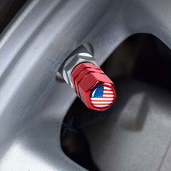 Reflective Red American Flag Sticker Tire Valve Stem Caps for Car, Trunk, SUV