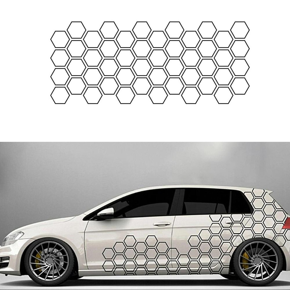 Car Body Waist Line Sticker Honeycomb Graphic Decor Hexagon Decals Accessories
