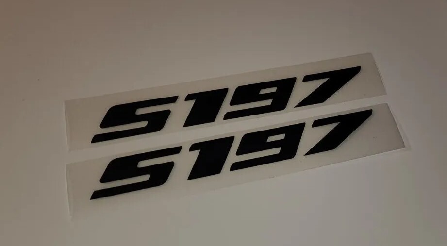 2pc S197 Mustang GT Car Vinyl Sticker Decal 1 X 8 Inches (Matte Black)