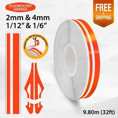 BRIGHT ORANGE 1/2″ 12mm Double Lines STRIPE Streamline TAPE Decal Vinyl Sticker