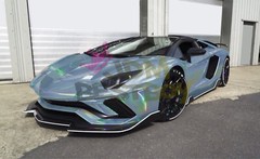 Hex Holographic Porcelain Blue Rainbow Chrome Car Vinyl Wrap Sticker Decal Sheet