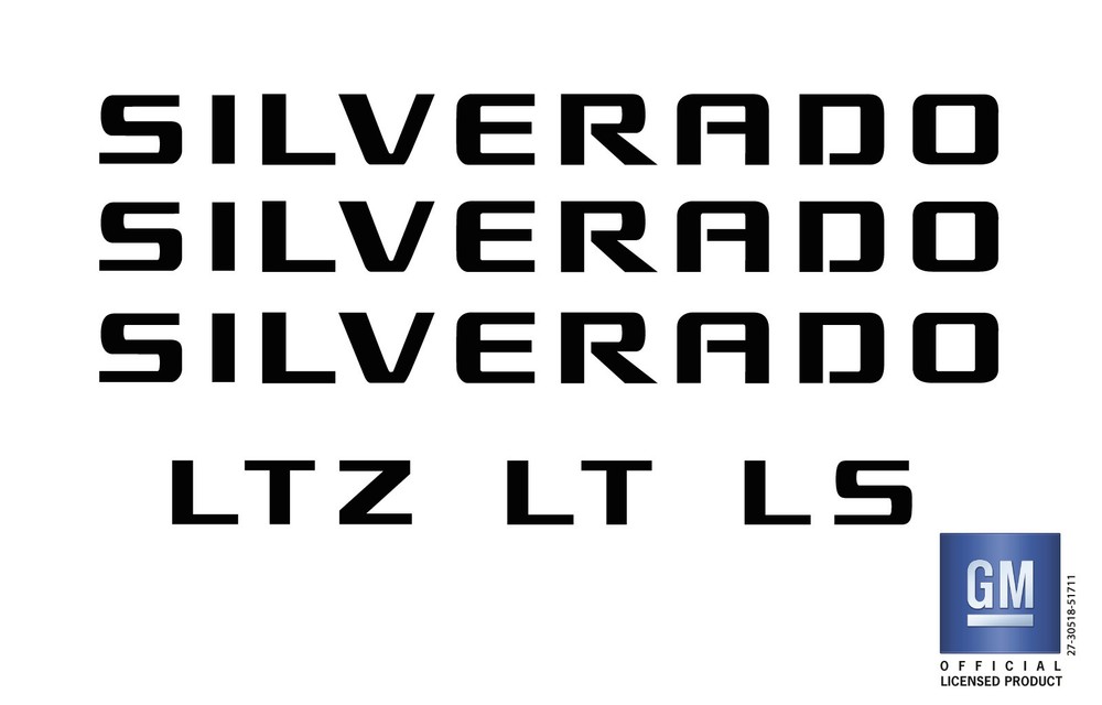 2007-2018 Chevy Silverado 1500 Emblem Overlay Decal Letters NOT EMBLEMS Black