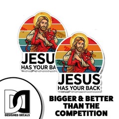 Jesus Has Your Back Vinyl Decal Sticker 2 Pack
