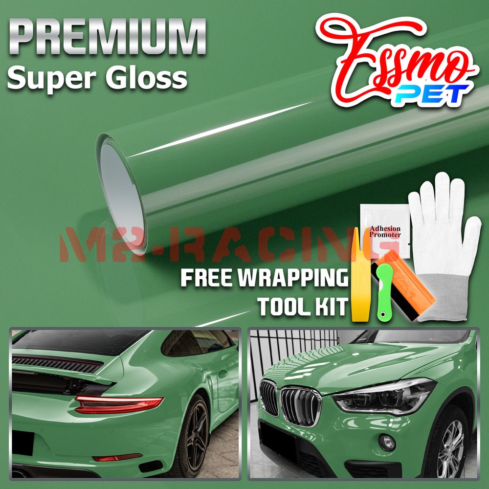 ESSMO PET Super Gloss Auratium Green Vehicle Vinyl Wrap Decal Sheet Like Paint