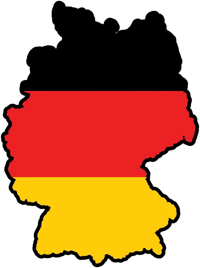 DEUTSCHLAND GERMANY SILHOUETTE MAP FLAG BUMPER STICKER HARD HAT STICKER